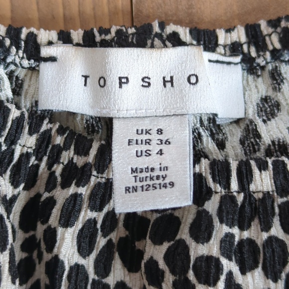 Topshop Black and White Smocked Animal Print Mini Dress - Picture 2 of 12